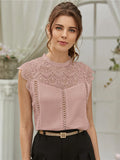 Shein Guipure Lace Panel Keyhole Back Blouse