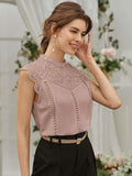 Shein Guipure Lace Panel Keyhole Back Blouse