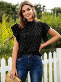 Shein Heart Confetti Mock Neck Keyhole Back Blouse