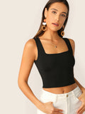 Shein Ribbed Form-Fitting Cropped Tank Top