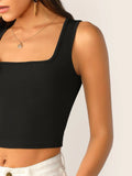 Shein Ribbed Form-Fitting Cropped Tank Top