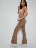 Shein Slit Hem Flare Leg Pants