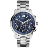  | Guess Horizon Silver Stainless Steel Blue Dial Chronograph Quartz Watch for Gents - W0379G3 | Watches | Guess | OneHub