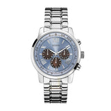  | Guess Horizon Silver Stainless Steel Light Blue Dial Chronograph Quartz Watch for Gents - W0379G6 | Watches | Guess | OneHub