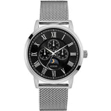  | Guess Delancy Silver Mesh Bracelet Black Dial Quartz Watch for Gents - W0871G1 | Watches | Guess | OneHub