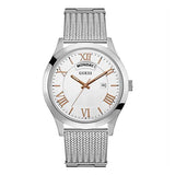  | Guess Metropolitan Silver Mesh Bracelet White Dial Quartz Watch for Gents - W0923G1 | Watches | Guess | OneHub