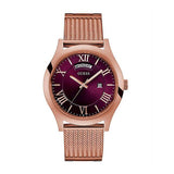  | Guess Metropolitan Rose Gold Mesh Bracelet Purple Dial Quartz Watch for Gents - W0923G3 | Watches | Guess | OneHub