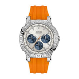  | Guess Turbo Orange Silicone Strap Silver Dial Chronograph Quartz Watch for Gents - W0966G1 | Watches | Guess | OneHub