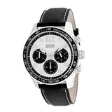  | Guess Fleet Black Leather Strap White Dial Chronograph Quartz Watch for Gents - W0970G4 | Watches | Guess | OneHub