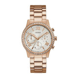  | Guess Solar Rose Gold Stainless Steel Silver Dial Chronograph Quartz Watch for Ladies - W1069L3 | Watches | Guess | OneHub