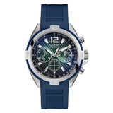 Guess Surge Blue Silicone Strap Blue Dial Chronograph Quartz Watch for Gents - W1168G1