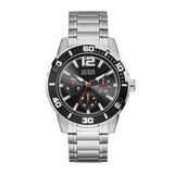  | Guess Trek Silver Stainless Steel Black Dial Quartz Watch for Gents - W1249G1 | Watches | Guess | OneHub