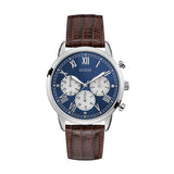  | Guess Hendrix Brown Leather Strap Blue Dial Chronograph Quartz Watch for Gents - W1261G1 | Watches | Guess | OneHub