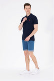 USPA Men's Dark Navy Basic Polo Neck T-Shirt