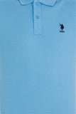 USPA Men's Turquoise Basic Polo Neck T-Shirt
