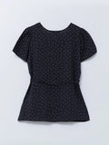 LC Waikiki CLASSIC V-Neck Polka Dot Short Sleeve Women's Blouse