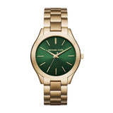  | Michael Kors Slim Runway Gold Stainless Steel Green Dial Quartz Watch for Ladies - MK3435 | Watches | Michael Kors | OneHub