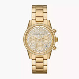 Michael Kors Ritz Gold Stainless Steel Gold Dial Chronograph Quartz Watch for Ladies - MK7310